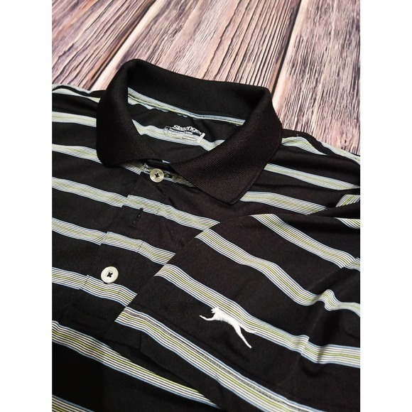 Slazenger‎ Men's Polo Striped Shirt Black Green Blue Size XL - Picture 1 of 9